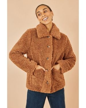 Yumi' Short Teddy Bear Jacket - Brown
