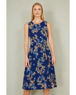 Yumi' Floral Skater Sleeveless Dress - Blue