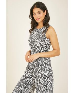 Mela Ditsy Daisy Sleeveless Culotte Jumpsuit - White