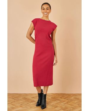 Yumi' Knitted Ruched Midi Dress - Pink