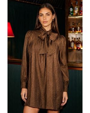 Yumi' Scarf Tunic Dress - Brown