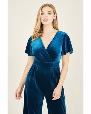 Yumi' Angel Velvet Jumpsuit - Blue