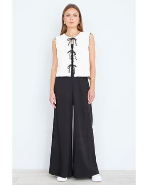 Yumi' Wide Leg Palazzo Trousers - White