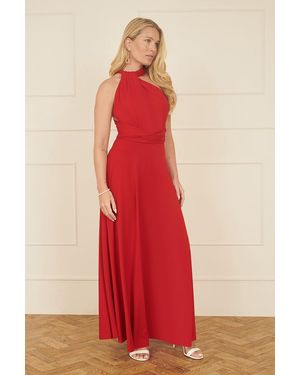 Yumi' Jersey Stretch Multiway Midi Dress - Red