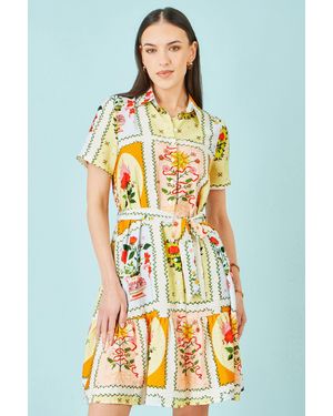 Yumi' Multicolour Sun Patchwork Print Shirt Dress