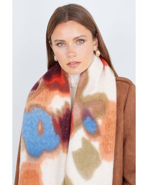 Yumi' Colour Swirl Fluffy Scarf - Blue