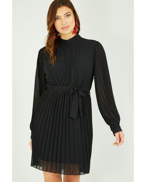 Mela London Mela Long Sleeve High Neck Tunic Dress - Black