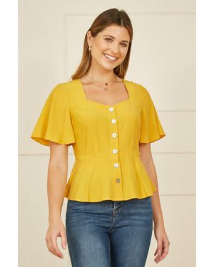 Yumi' Button Up Top - Yellow