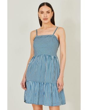 Yumi' Stripe Cotton Mini Sun Dress - Blue
