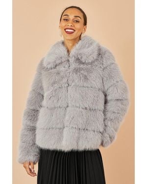 Yumi' Luxe Faur Fur Coat - Grey