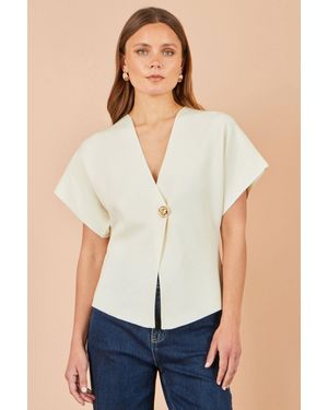 Yumi' Knitted Viscose Kimono Cardigan With Buttons - Blue