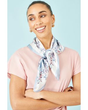 Yumi' 100% Silk Butterfly Placement Silk Scarf - Blue