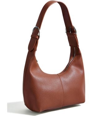 Yumi' Shoulder Scoop Bag With Buckle - Brown