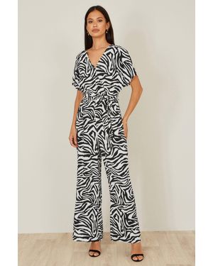 Yumi' Zebra Print Relaxed Jumpsuit - Blue