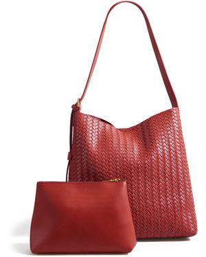 Yumi' Woven Shoulder Bag With Detachable Inside Purse - Red