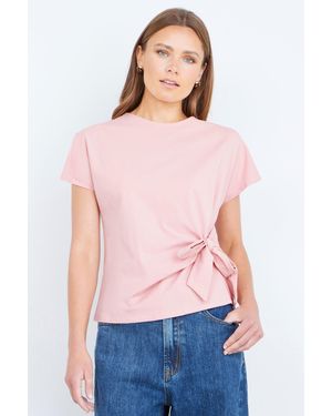 Yumi' Cotton Jersey Top With Knot Detail - White