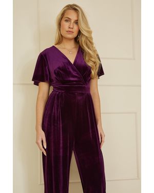 Yumi' Jumpsuit With Angel Sleeves - Purple