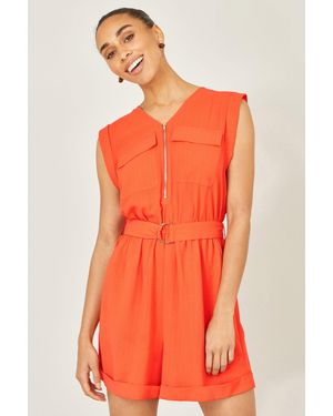 Yumi' Utility Style Playsuit - Orange