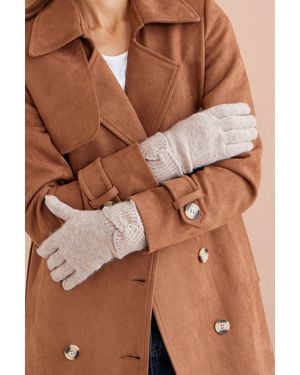 Yumi' Oatmeal Twist Bow Gloves - Brown