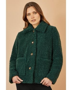 Yumi' Short Teddy Bear Jacket - Green