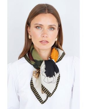 Yumi' Viscose Placement Floral Scarf - Green