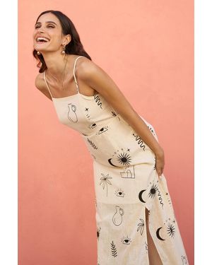 Yumi' Mystic Print Midi Sundress - Natural
