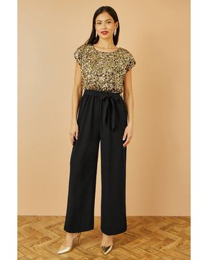 Yumi' Sequin Top Stretch Jumpsuit - Natural