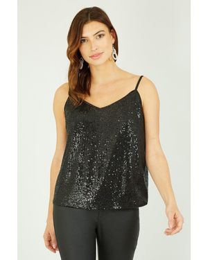 Yumi' Sequin Vest Top - Black