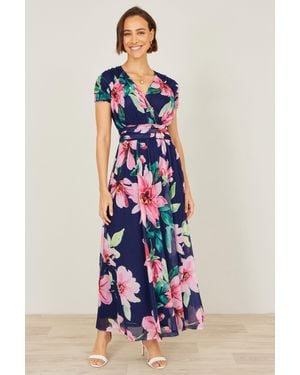 Yumi' Mesh Floral Maxi Dress - White