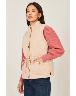 Yumi' Quilted Utility Gilet - Pink