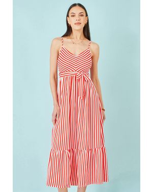 Yumi' Stripe Midi Sun Dress - Red