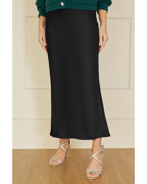 Yumi' Satin Midi Skirt - Blue