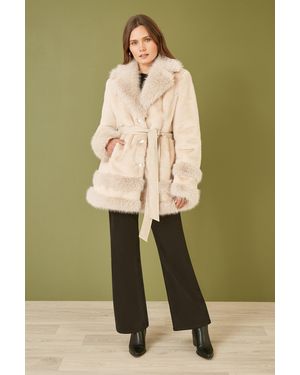Yumi' Luxe Faux Fur Swing Coat - Green