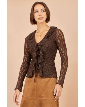 Yumi' Ruffle Lace Top - Natural
