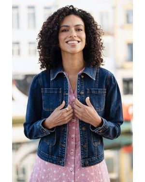 Yumi' Stretch Denim Jacket With Pocket Detail - Blue