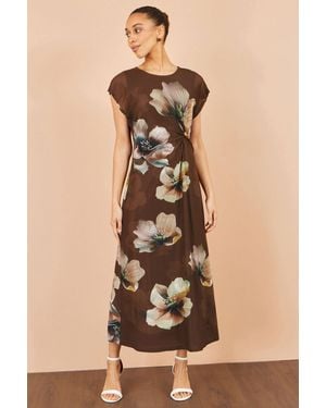 Yumi' Mesh Floral Midi Dress - Natural