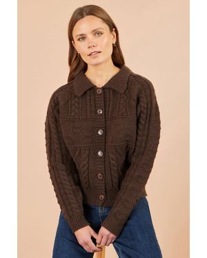 Yumi' Cable Knit Boxy Jacket - Black