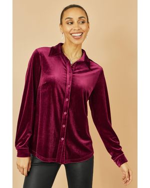 Yumi' Velvet Relaxed Fit Shirt - Purple