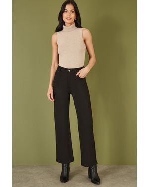 Yumi' Stretch Canvas Wide Leg High Waist Jeans - Green