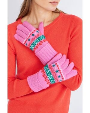 Yumi' Festive Fairisle Knitted Gloves - Red