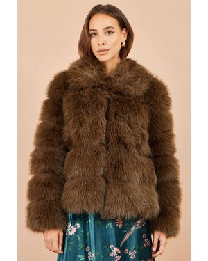 Yumi' Luxe Faur Fur Coat - Brown