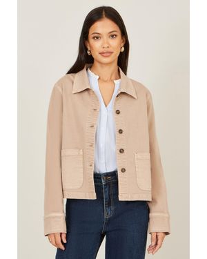 Yumi' Canvas Jacket With Patch Pockets - Natural