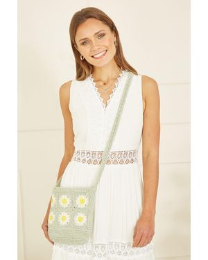 Yumi' Handmade Crochet Patchwork Bag - Blue