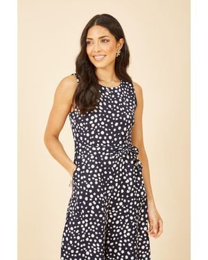 Mela Blotch Print Culotte Jumpsuit - Blue