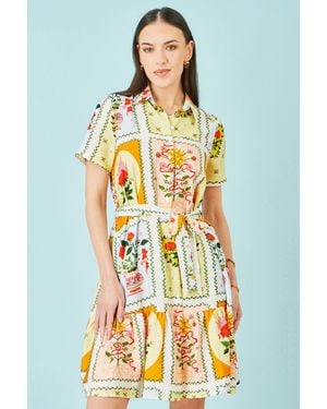 Yumi' Multicolour Sun Patchwork Print Shirt Dress