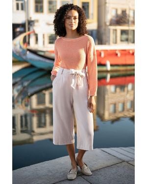 Yumi' Linen Mix Cropped Trousers With Tie Belt - Grey