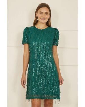 Mela Dripping Sequin Tunic Dress - Green
