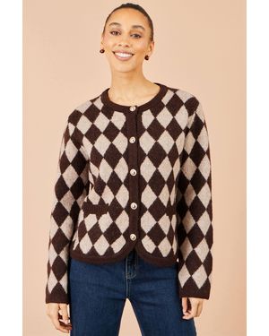 Yumi' Argyll Knit Cardigan - Blue