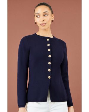 Yumi' Knitted Fitted Peplum Cardigan - Blue