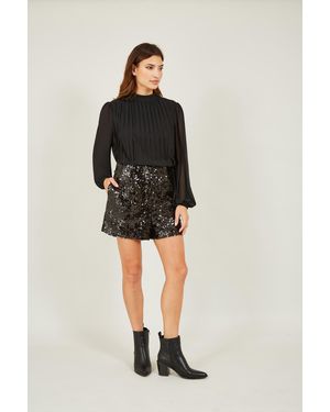 Yumi' Sequin Mini Shorts - Black